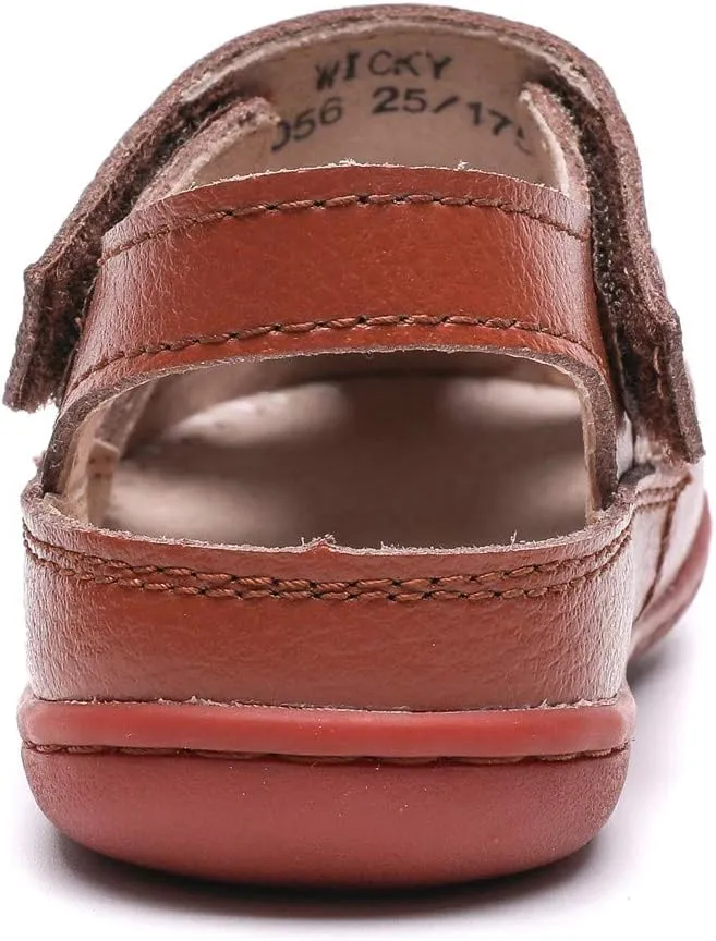 DADAWEN Boy's Girl's Leather Soft Closed Toe Outdoor Beach Summer Sport Sandals Water Shoes (Toddler/Little Kid/Big Kid)
