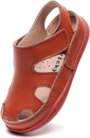 DADAWEN Boy's Girl's Leather Soft Closed Toe Outdoor Beach Summer Sport Sandals Water Shoes (Toddler/Little Kid/Big Kid)