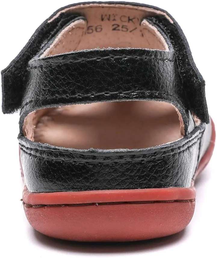 DADAWEN Boy's Girl's Leather Soft Closed Toe Outdoor Beach Summer Sport Sandals Water Shoes (Toddler/Little Kid/Big Kid)