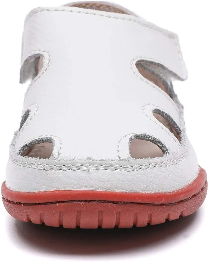 DADAWEN Boy's Girl's Leather Soft Closed Toe Outdoor Beach Summer Sport Sandals Water Shoes (Toddler/Little Kid/Big Kid)
