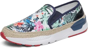 Dannto Women's Art Loafers Embroidered Floral Boat Sneakers Slip-On Ladies Walking Shoes