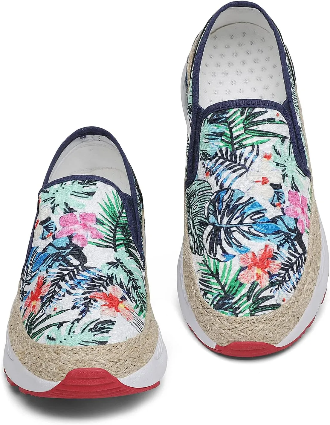 Dannto Women's Art Loafers Embroidered Floral Boat Sneakers Slip-On Ladies Walking Shoes