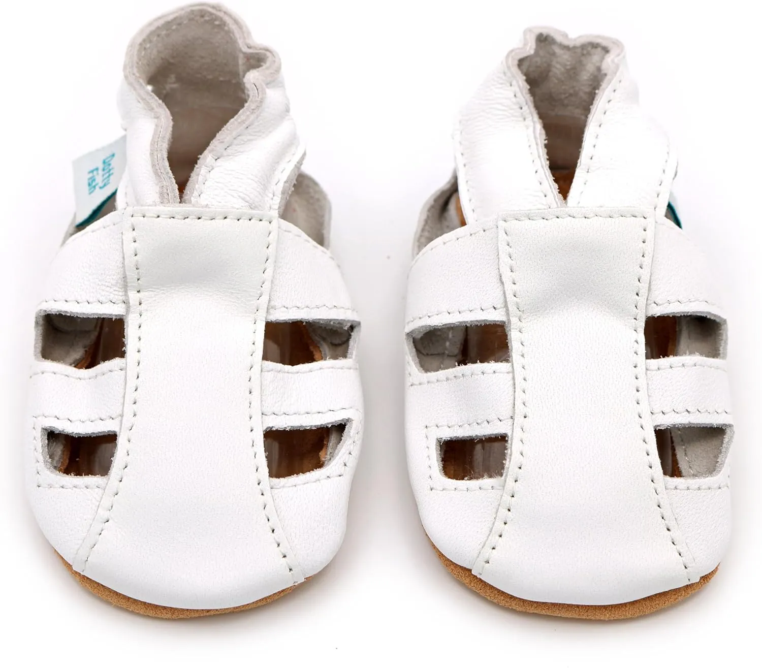 Dotty Fish Infant and Toddler Soft Leather Sandals – Barefoot-Friendly, Non-Slip Suede Sole, Podiatrist Recommended, Breathable Baby-Safe Leather, British Brand – Fits 0–4 Years