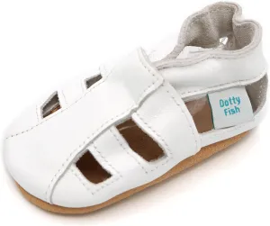 Dotty Fish Infant and Toddler Soft Leather Sandals – Barefoot-Friendly, Non-Slip Suede Sole, Podiatrist Recommended, Breathable Baby-Safe Leather, British Brand – Fits 0–4 Years