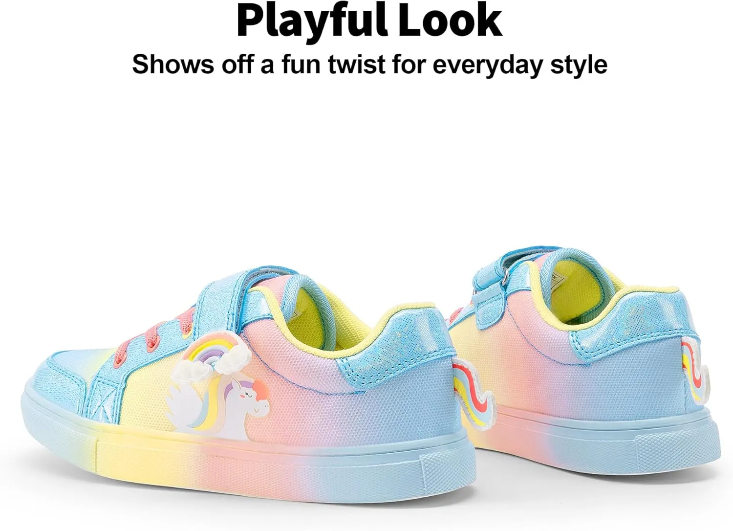 DREAM PAIRS Girls Shoes Toddler Sneakers Rainbow Storybook Casual School Walking Footwear for Toddler/Little Kids