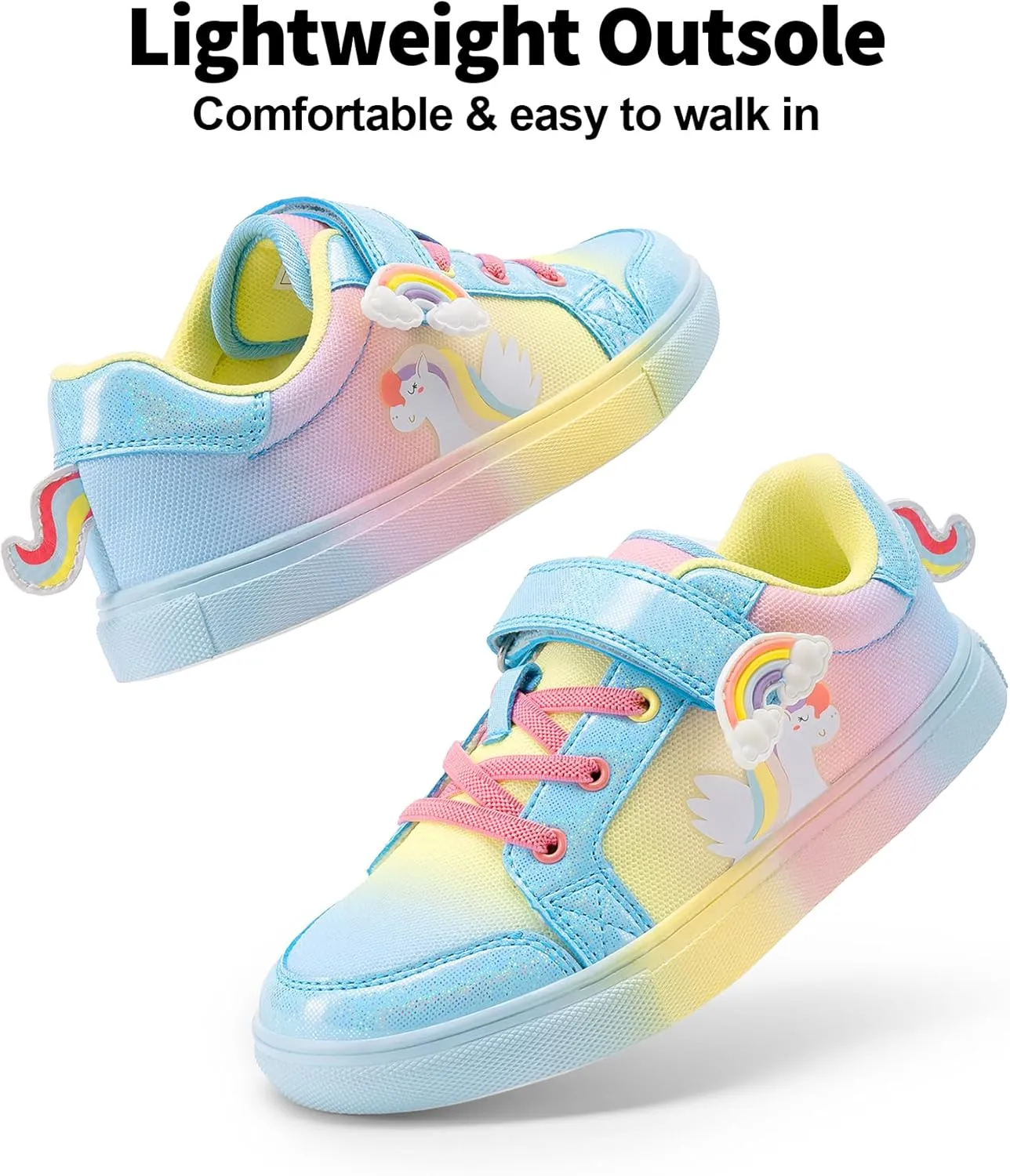 DREAM PAIRS Girls Shoes Toddler Sneakers Rainbow Storybook Casual School Walking Footwear for Toddler/Little Kids