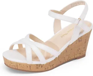 DREAM PAIRS Girls Wedge Sandals Flatform Open Toe Summer Platform Sandals Flower Wedding Party for Little Kid/Big Kid
