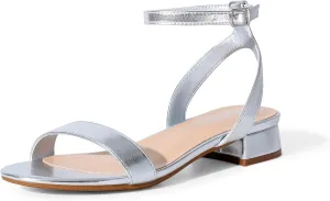 DREAM PAIRS Women Black White Nude Clear Sandals Low Heel Dressy Sandals Ankle Strap Open Toe Chunky Block Heeled Summer Classic Comfortable Flat Shoes