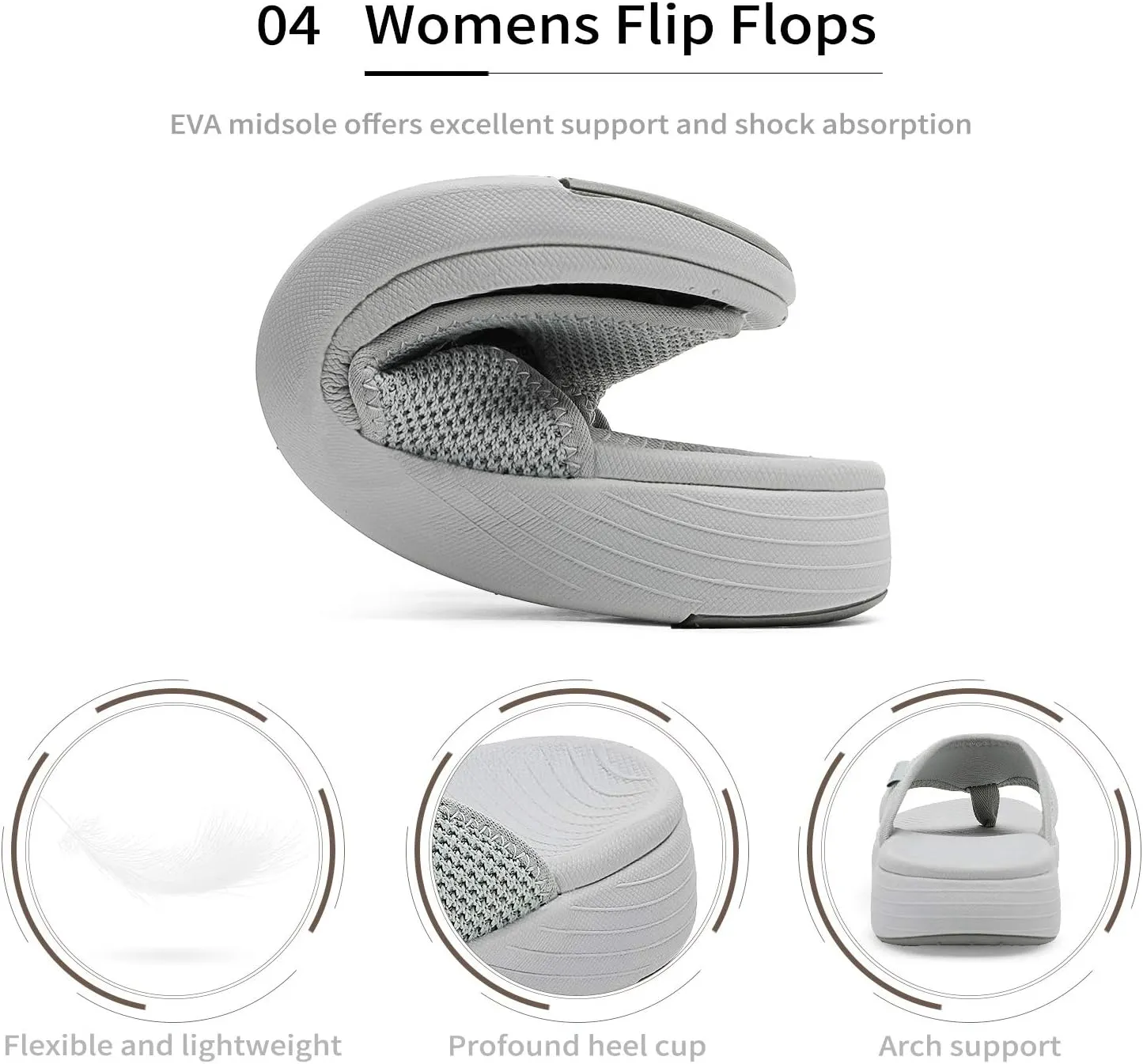DREAM PAIRS Women's Arch Support Soft Cushion Flip Flops Thong Sandals