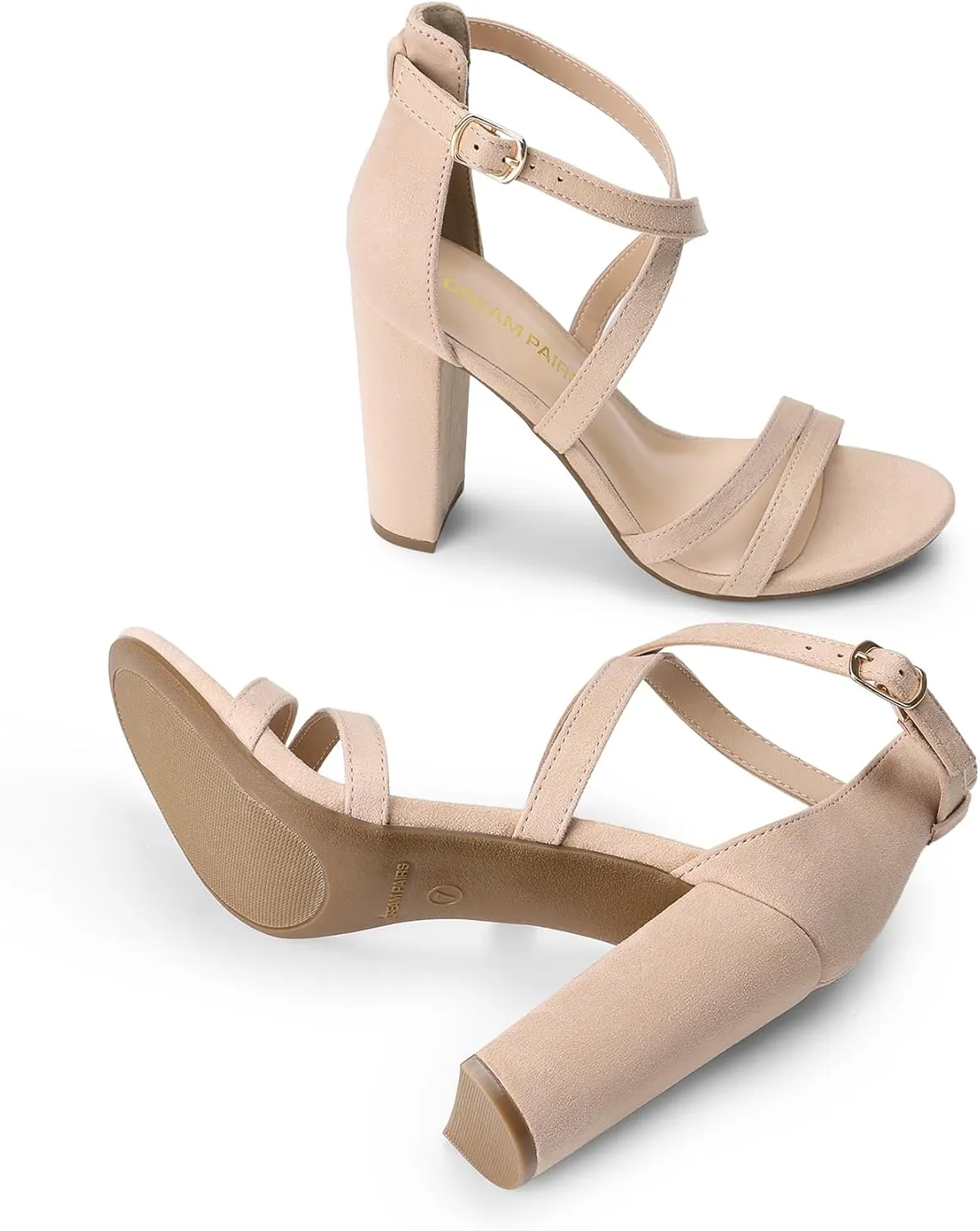 DREAM PAIRS Womens Chunky Heels 4 inch High Multi Strap Soft Comfort Block Heeled Sandals for Prom Dancing Wedding