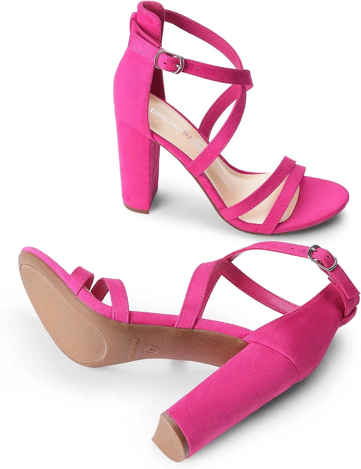 DREAM PAIRS Womens Chunky Heels 4 inch High Multi Strap Soft Comfort Block Heeled Sandals for Prom Dancing Wedding