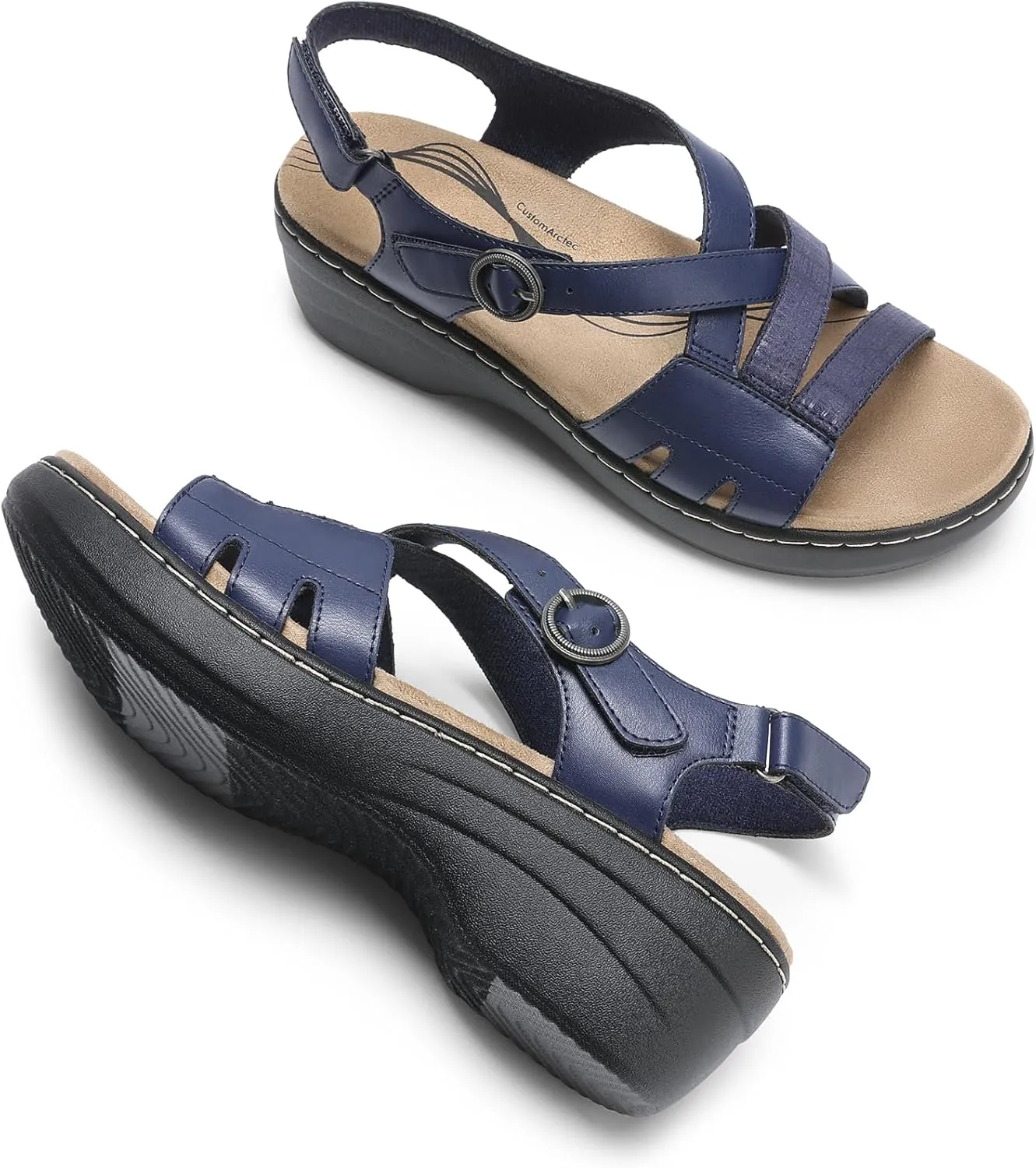 DREAM PAIRS Women's Comfortable Arch Support Wedge Sandals Open Toe Summer Walking Shoe