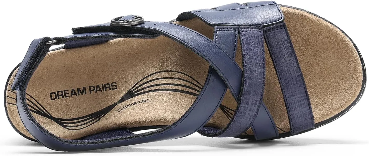 DREAM PAIRS Women's Comfortable Arch Support Wedge Sandals Open Toe Summer Walking Shoe