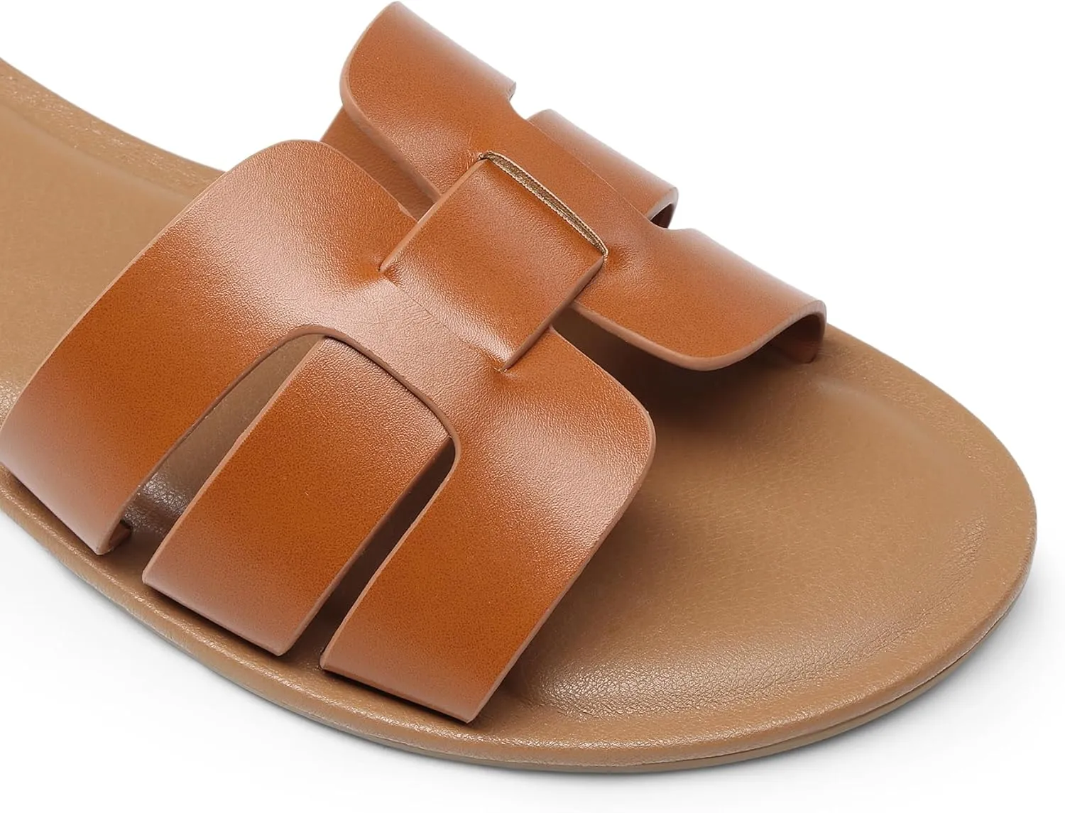 DREAM PAIRS Women's Dressy Slide Sandals Slip-on Open Round Toe Flat Sandals Fashion Casual Comfortable Summer Beach Walking Slides