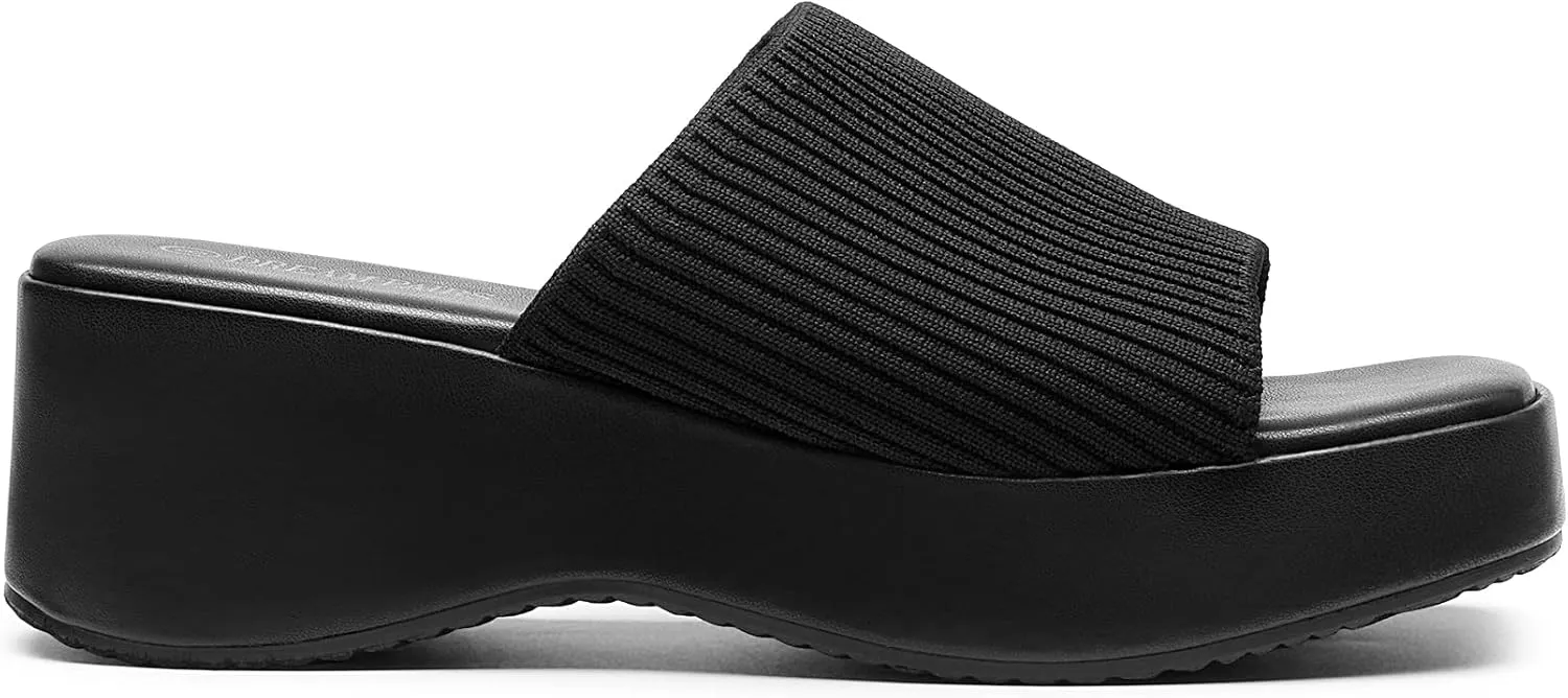 DREAM PAIRS Womens Slip on Wedges Platform Soft Cute Walking Comfort Flatform Sandals