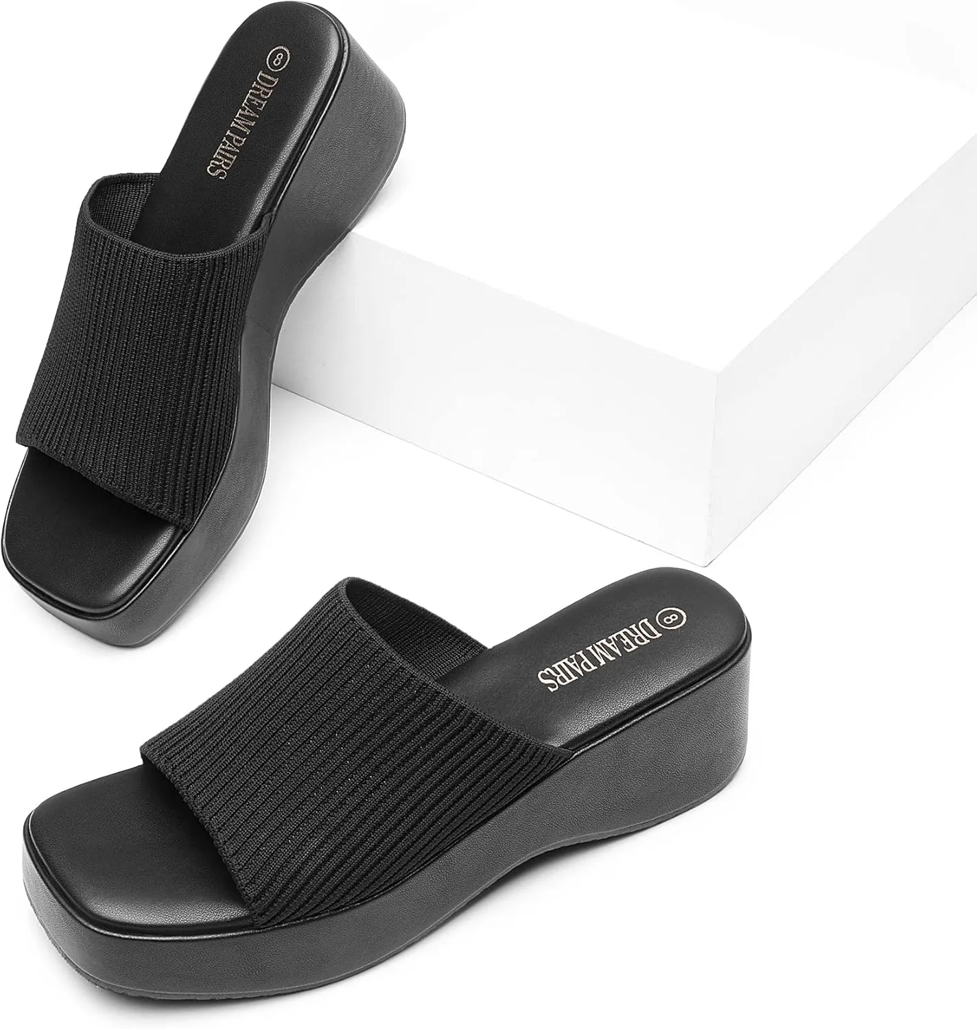 DREAM PAIRS Womens Slip on Wedges Platform Soft Cute Walking Comfort Flatform Sandals