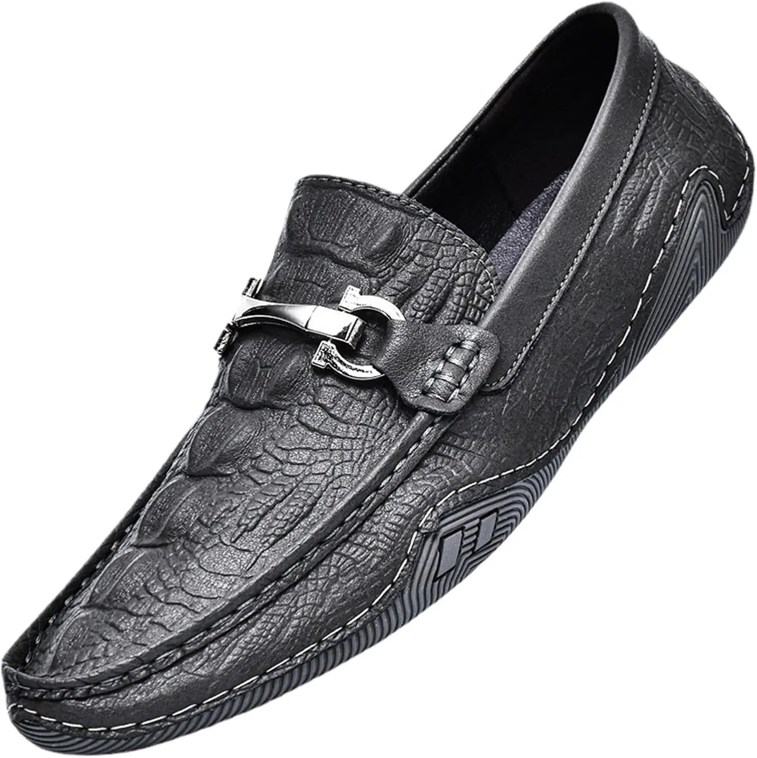 Dress Shoes for Men Men's Crocodile Leather Loafers Genuine Leather Casual Slip-on Shoes