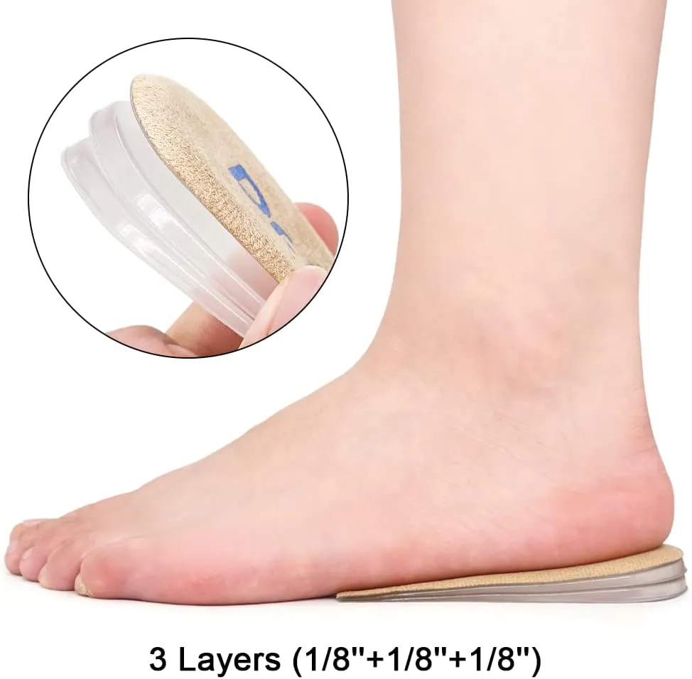 Dr.Foot Adjustable Orthopedic Heel Lift Inserts, Height Increase Insole for Leg Length Discrepancies, Heel Spurs, Heel Pain, Sports Injuries, and Achilles tendonitis (Beige, 3 Layers-L)