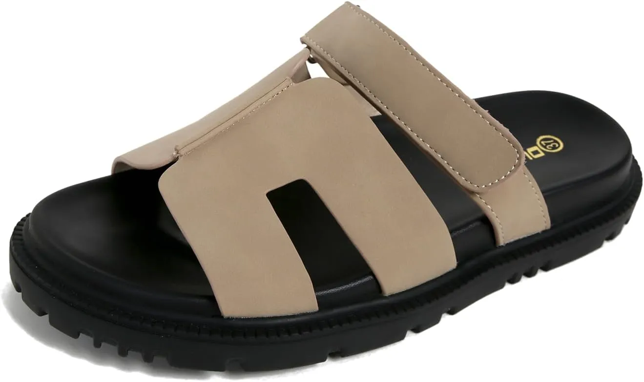 Dumalum Flat Slide Sandals for Women, Slip on Platform Sandals Dressy Summer Shoes Open Toe Flats Sandals