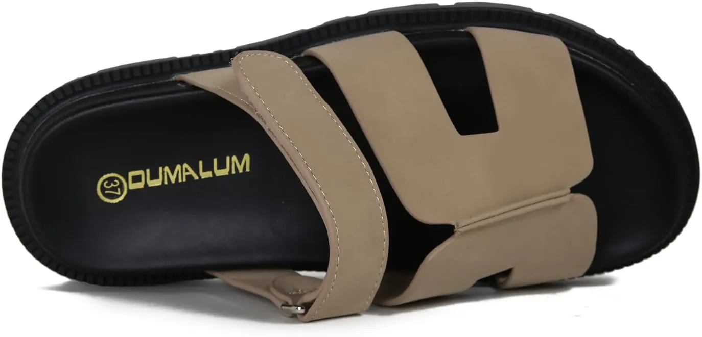 Dumalum Flat Slide Sandals for Women, Slip on Platform Sandals Dressy Summer Shoes Open Toe Flats Sandals