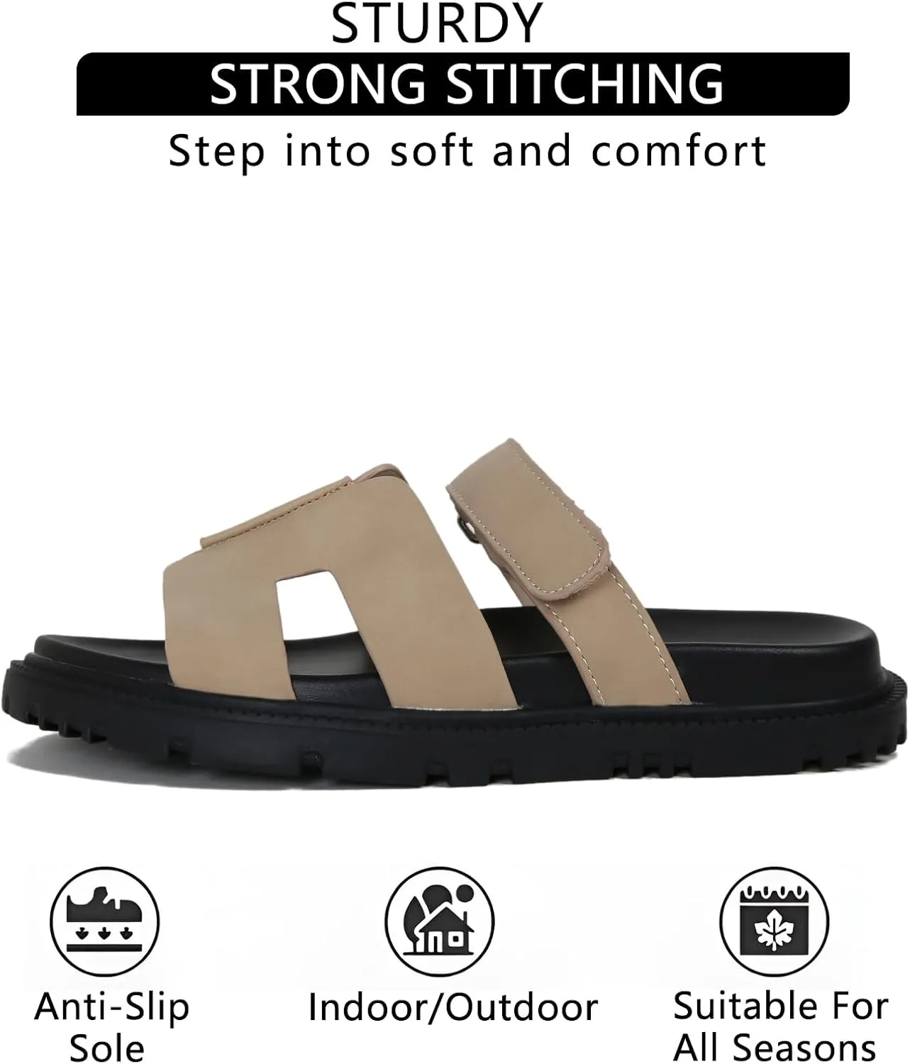 Dumalum Flat Slide Sandals for Women, Slip on Platform Sandals Dressy Summer Shoes Open Toe Flats Sandals