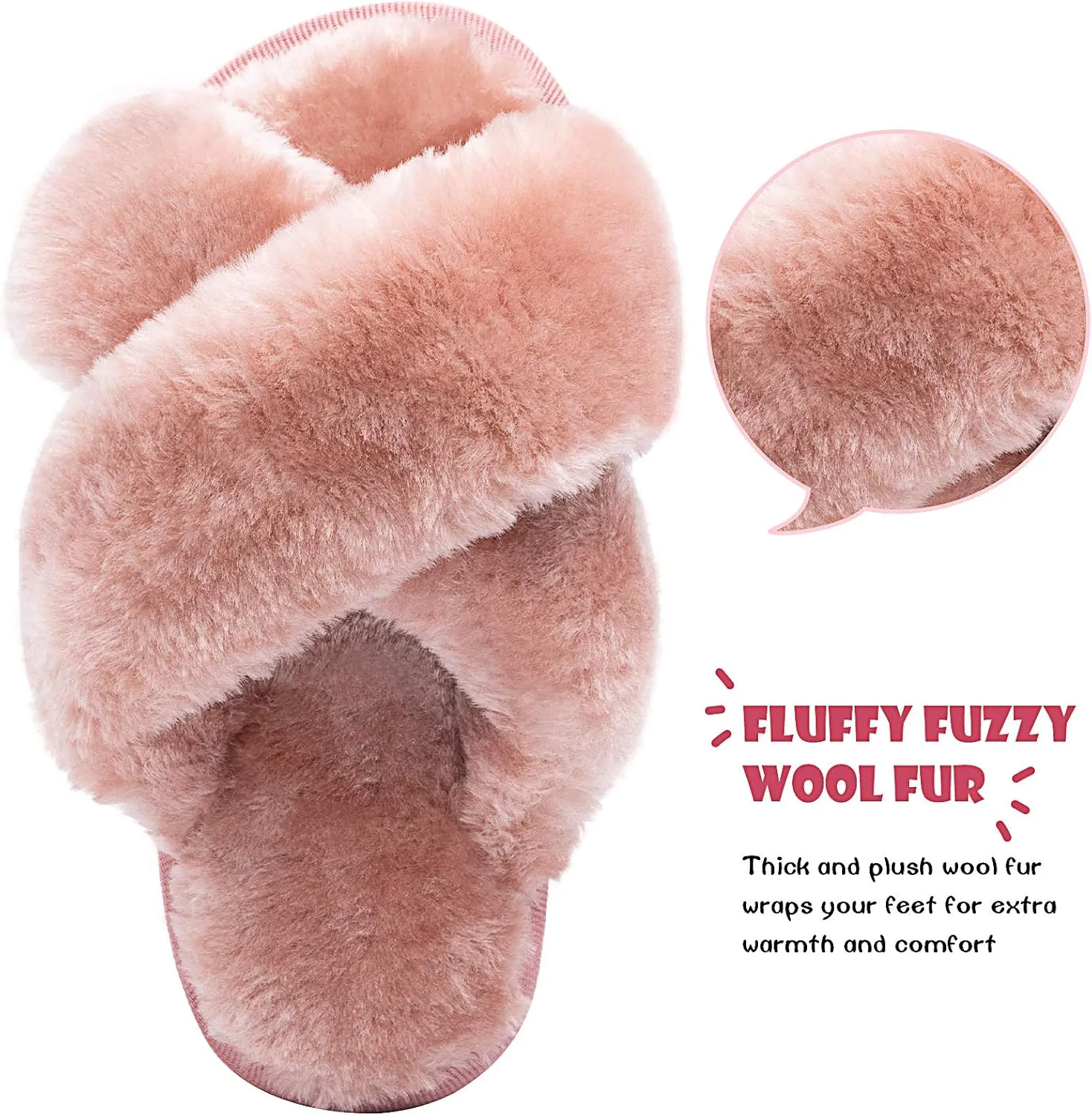 eccbox Girls Fluffy Slippers Kids Leopard Tie Dye Open Toe Memory Foam Slides Sandals Soft Plush Cross Band House Shoes Indoor Outdoor Slip On