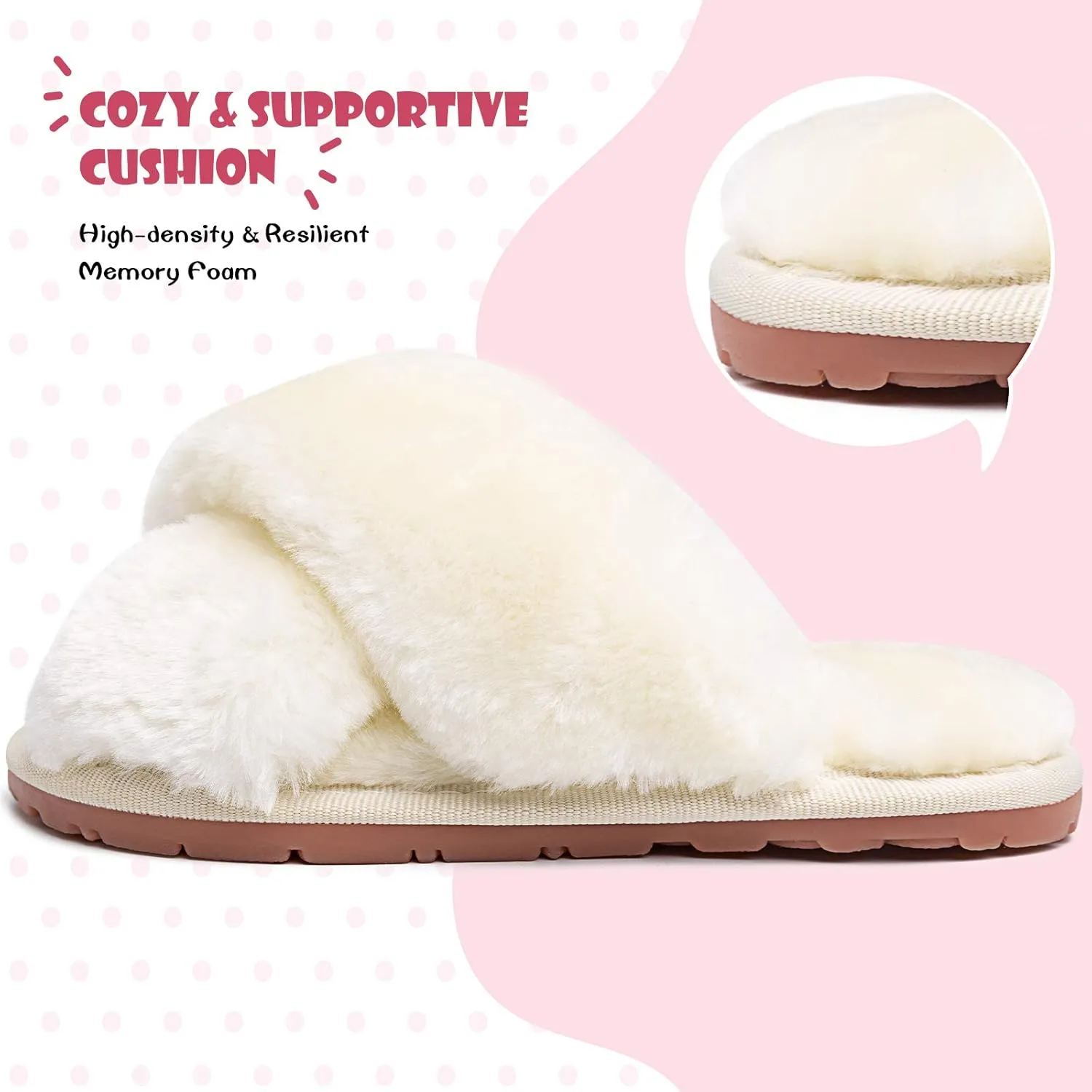 eccbox Girls Fluffy Slippers Kids Leopard Tie Dye Open Toe Memory Foam Slides Sandals Soft Plush Cross Band House Shoes Indoor Outdoor Slip On