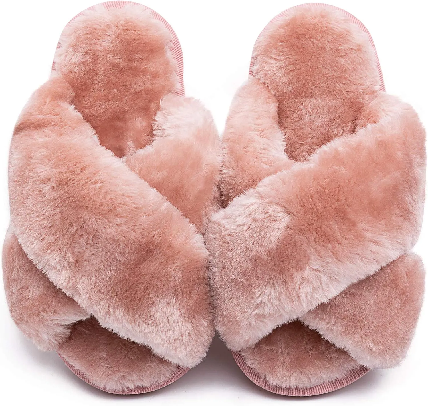 eccbox Girls Fluffy Slippers Kids Leopard Tie Dye Open Toe Memory Foam Slides Sandals Soft Plush Cross Band House Shoes Indoor Outdoor Slip On