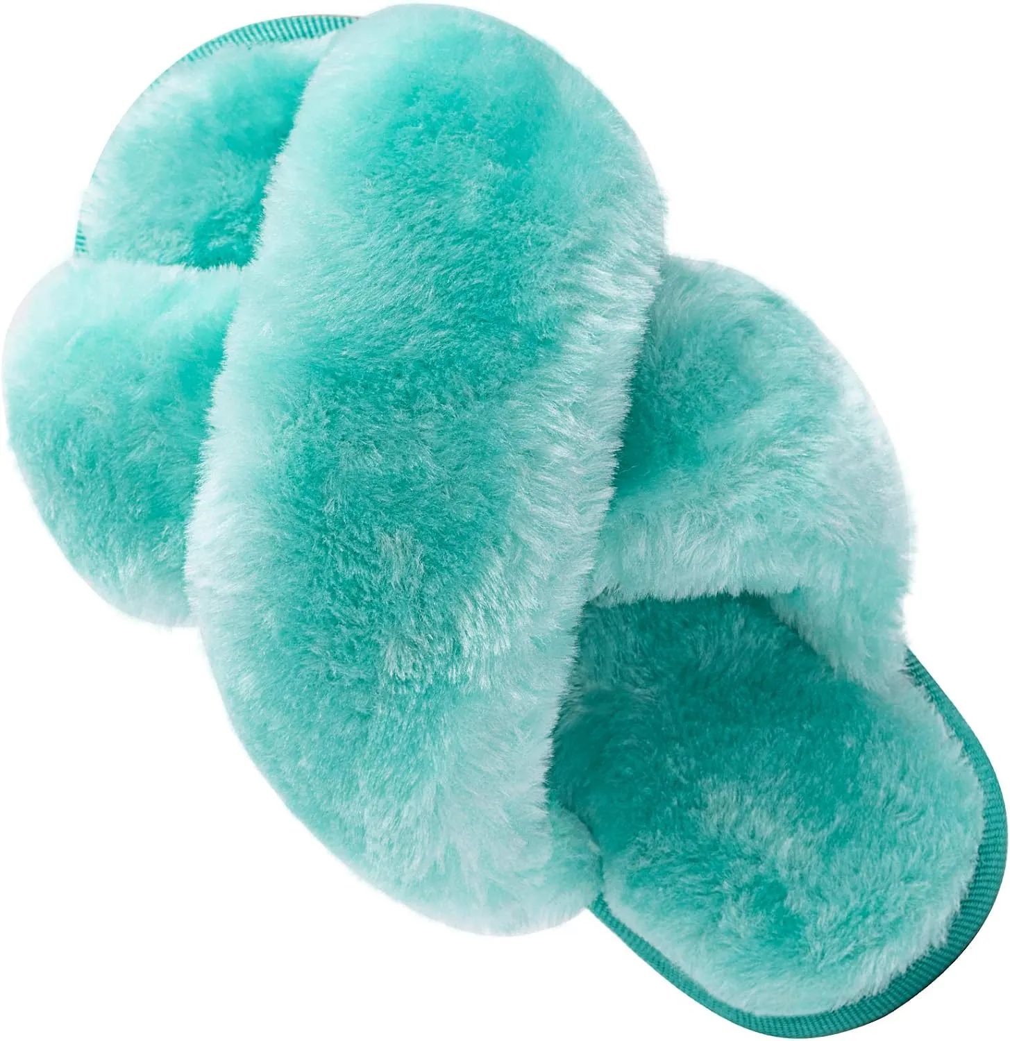 eccbox Girls Fluffy Slippers Kids Leopard Tie Dye Open Toe Memory Foam Slides Sandals Soft Plush Cross Band House Shoes Indoor Outdoor Slip On