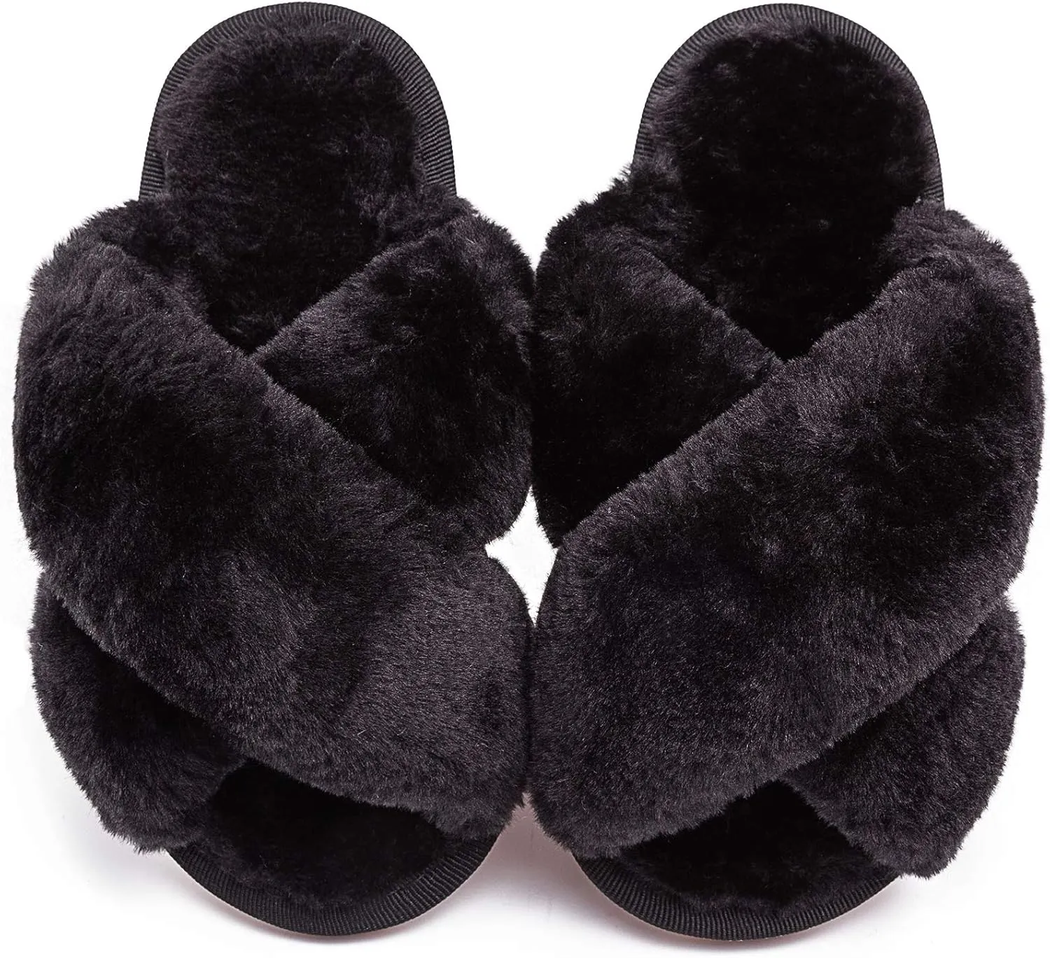 eccbox Girls Fluffy Slippers Kids Leopard Tie Dye Open Toe Memory Foam Slides Sandals Soft Plush Cross Band House Shoes Indoor Outdoor Slip On