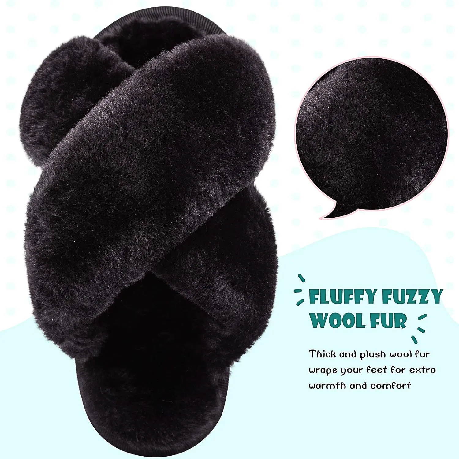 eccbox Girls Fluffy Slippers Kids Leopard Tie Dye Open Toe Memory Foam Slides Sandals Soft Plush Cross Band House Shoes Indoor Outdoor Slip On