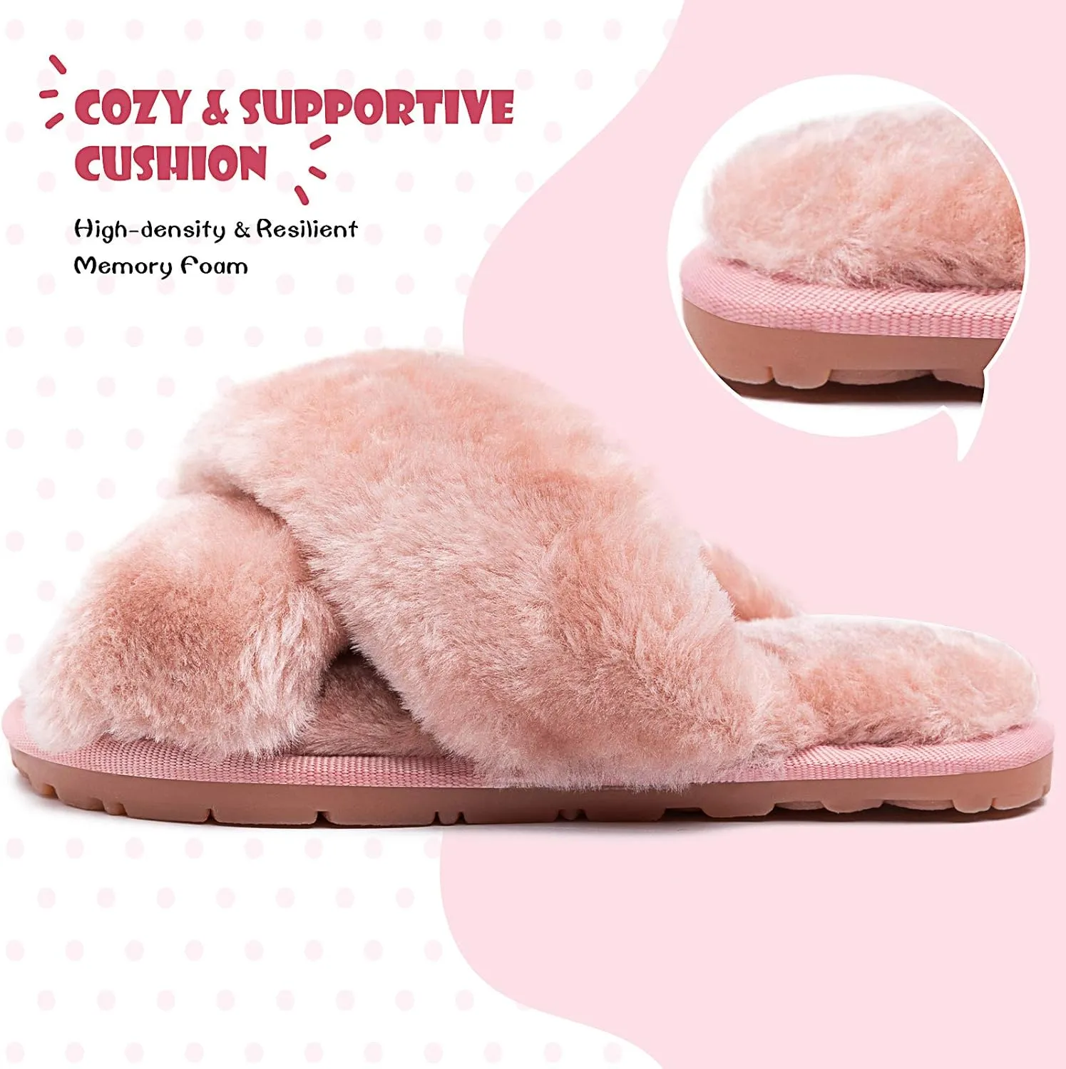 eccbox Girls Fluffy Slippers Kids Leopard Tie Dye Open Toe Memory Foam Slides Sandals Soft Plush Cross Band House Shoes Indoor Outdoor Slip On