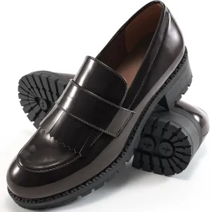 Ecetana Womens Loafers Platform Chunky Penny Lug Sole Comfort Slip on Casual Fashion Business Work Shoes