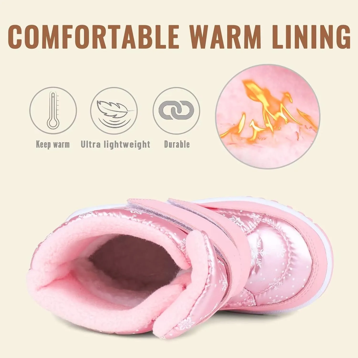 FANTURE Winter Snow Boots for Boy and Girl Outdoor with Fur Lined(Toddler/Little Kids)