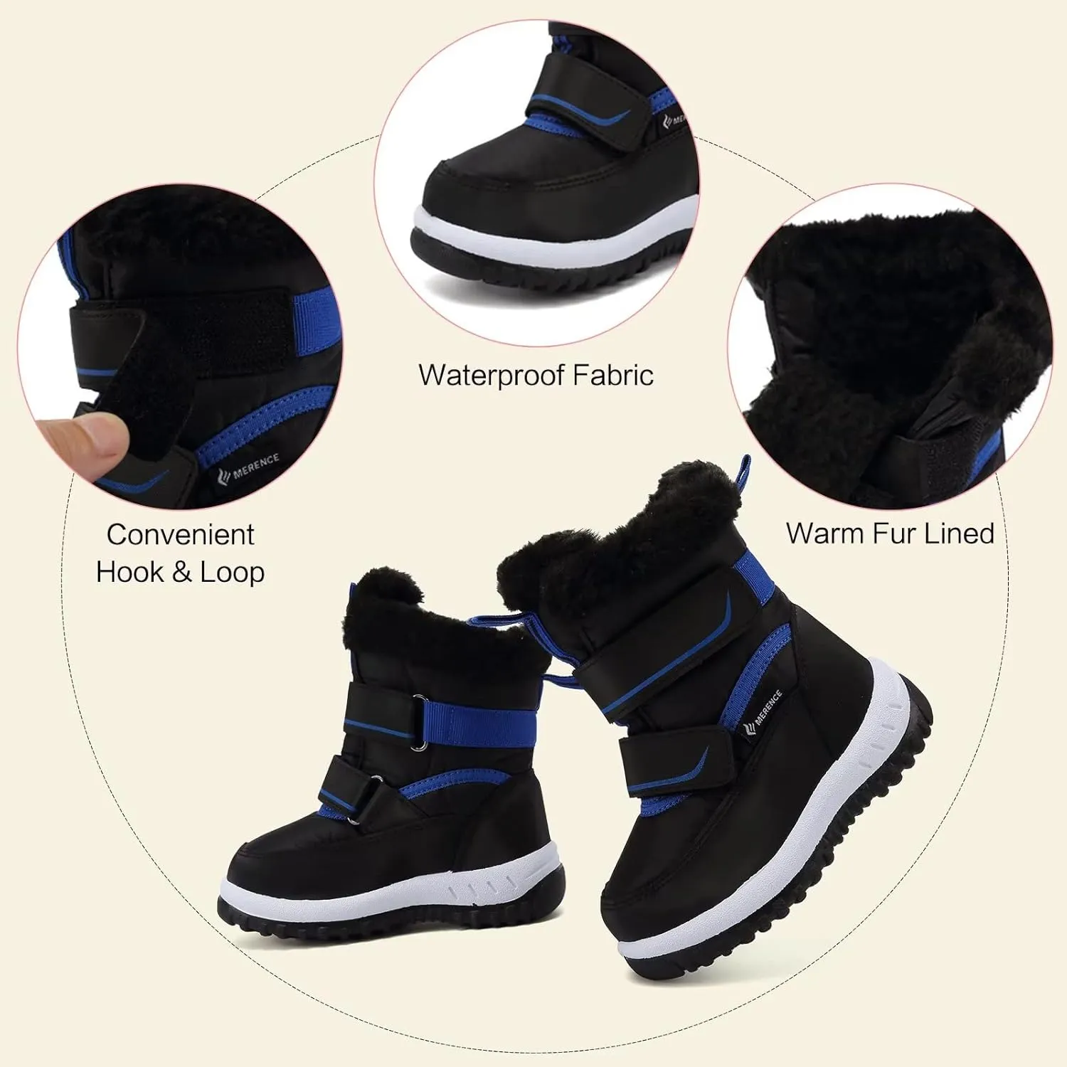 FANTURE Winter Snow Boots for Boy and Girl Outdoor with Fur Lined(Toddler/Little Kids)