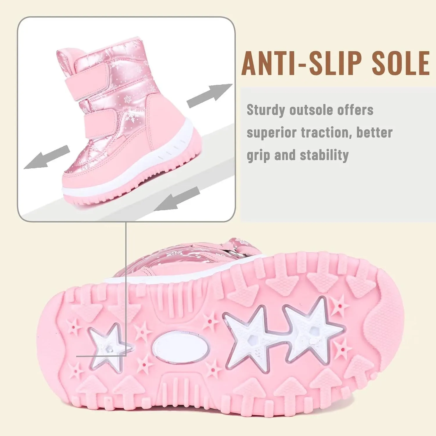 FANTURE Winter Snow Boots for Boy and Girl Outdoor with Fur Lined(Toddler/Little Kids)