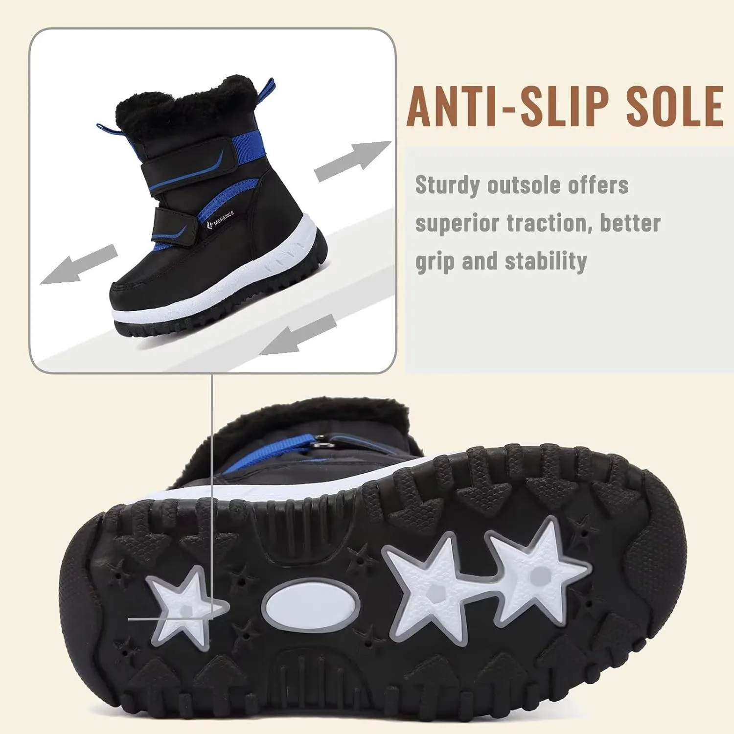 FANTURE Winter Snow Boots for Boy and Girl Outdoor with Fur Lined(Toddler/Little Kids)