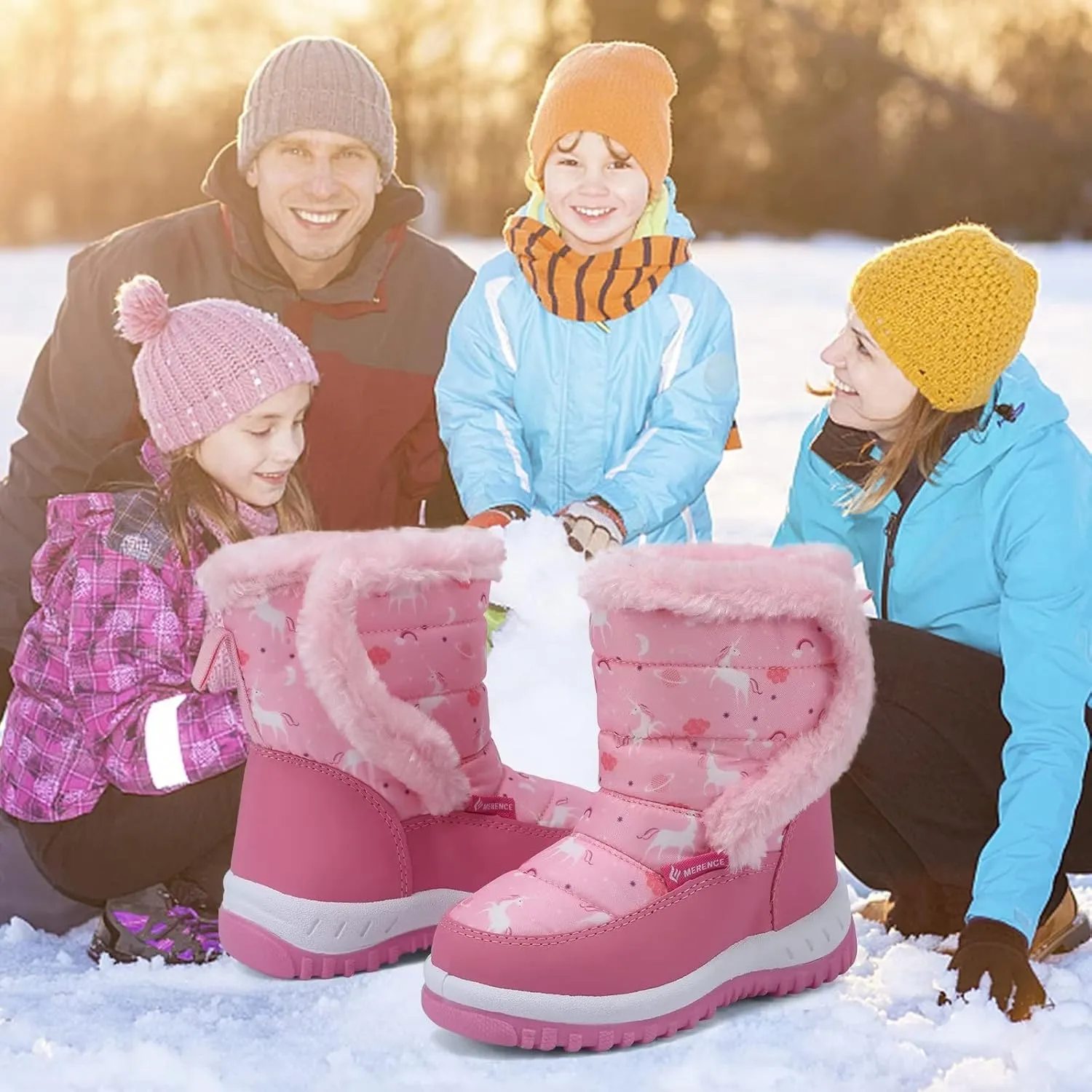 FANTURE Winter Snow Boots for Boy and Girl Outdoor with Fur Lined(Toddler/Little Kids)