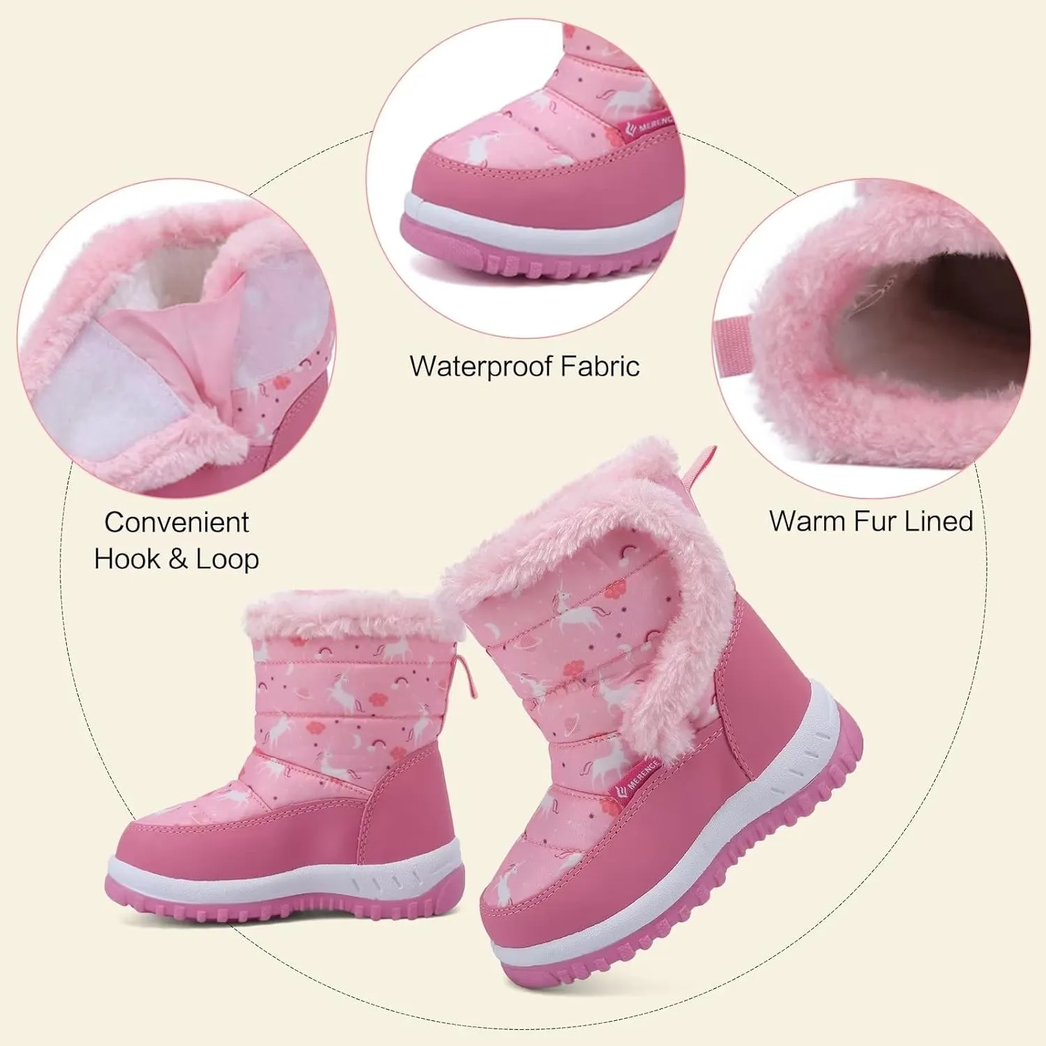 FANTURE Winter Snow Boots for Boy and Girl Outdoor with Fur Lined(Toddler/Little Kids)