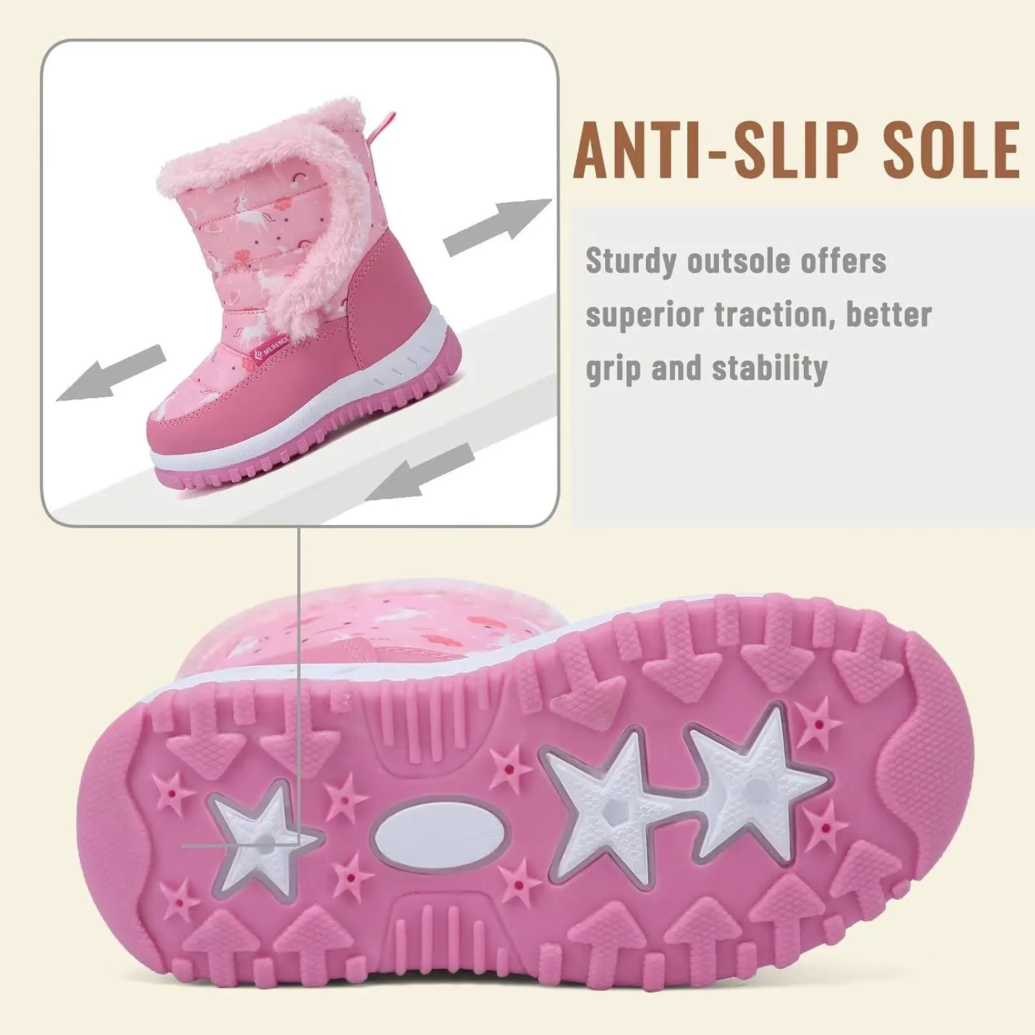 FANTURE Winter Snow Boots for Boy and Girl Outdoor with Fur Lined(Toddler/Little Kids)