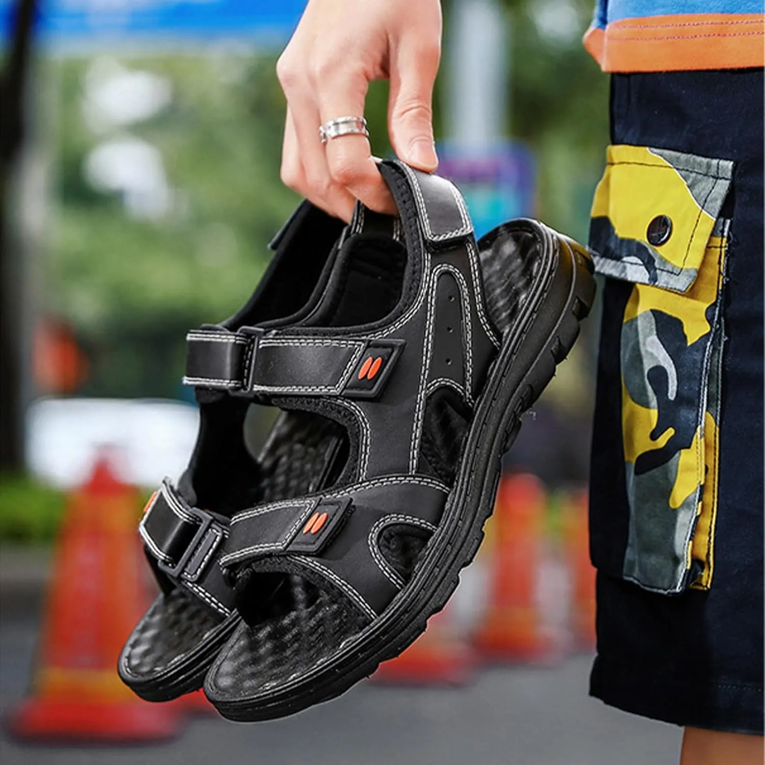 Fashion Open Toe Sport Sandals for Men, Casual Handmade Summer Fisherman's Shoes, Large Size Soft Beach Shoes