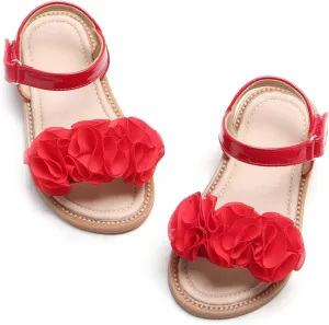 Felix & Flora Toddler Girls Sandals Soft Rubber Flats Summer Baby Flower Girl Shoes.