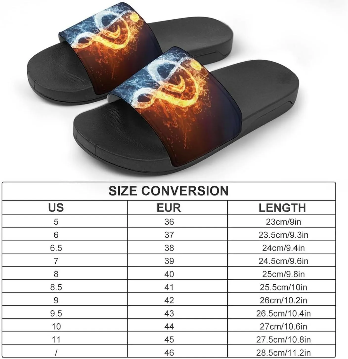 Fire Water Music Note Home Slipper PVC Shower Slipper Non-Slip Open Toe Slipper Soft Sole Pool Sandals for Men Women