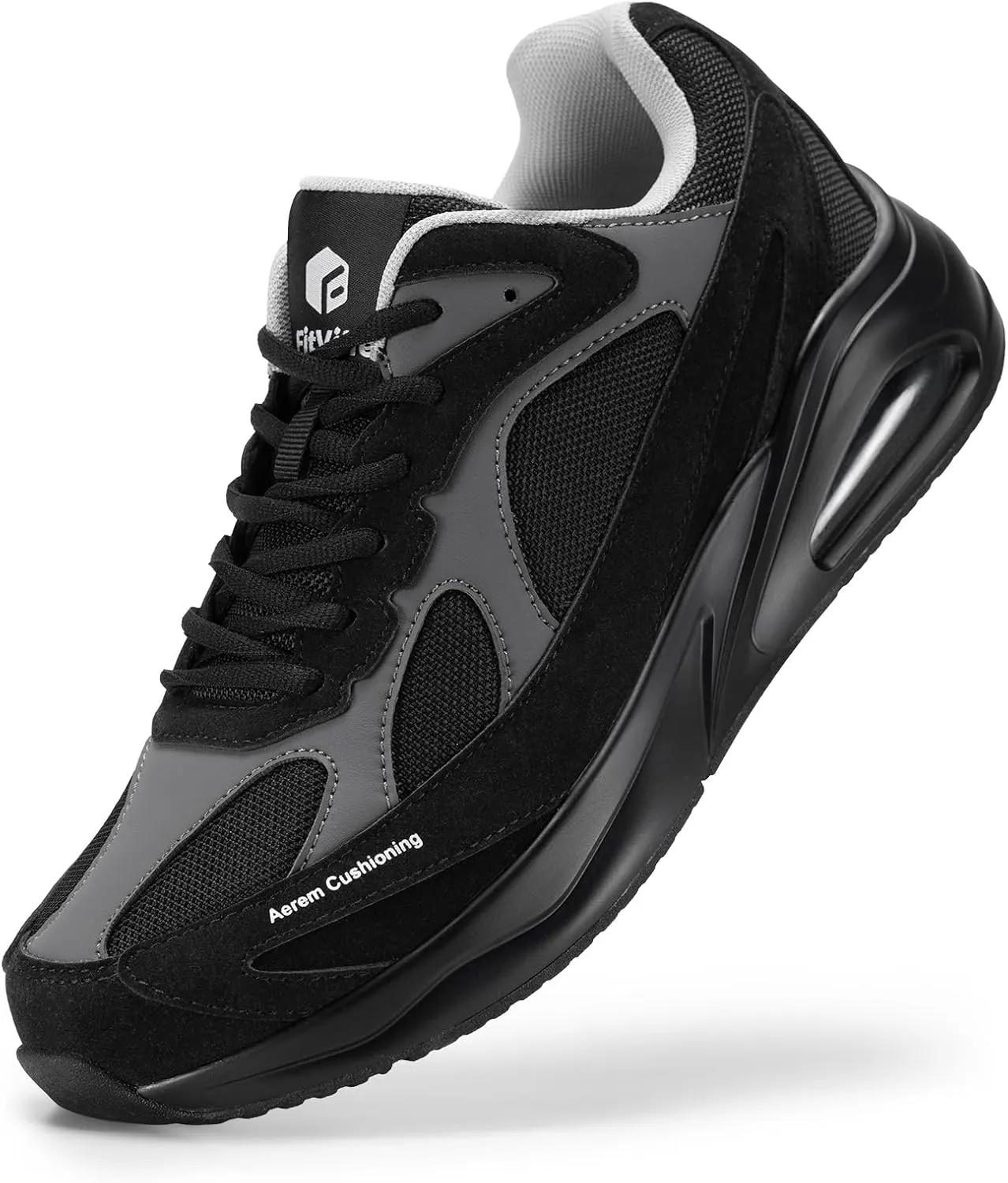 FitVille Extra Wide Walking Shoes for Men Wide Width Air Cushion Sneakers Gym Workout Shoes for Plantar Fasciitis - HeelAero V1