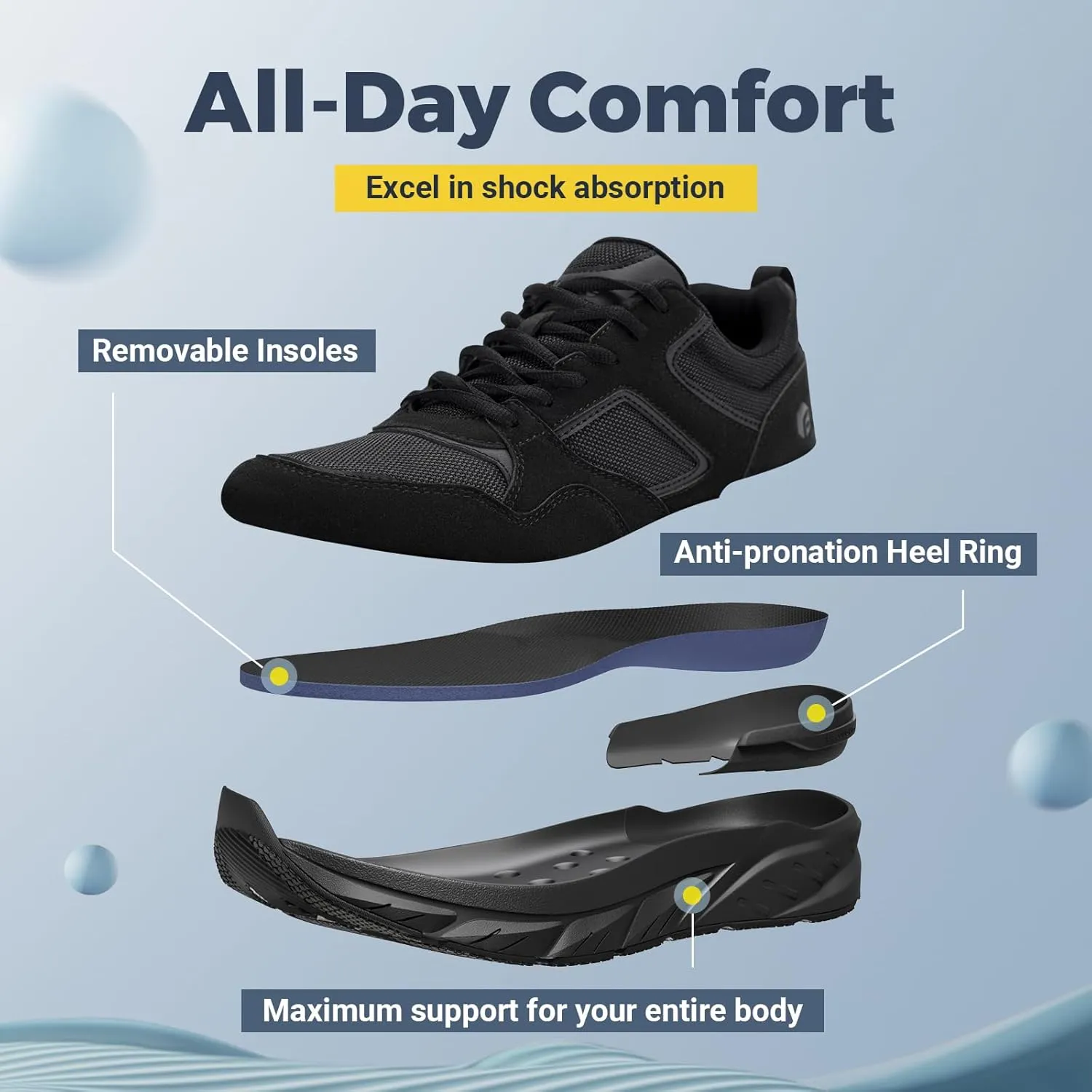 FitVille Extra Wide Walking Shoes Men's Wide Width Workout Sneakers with Arch Support for Flat Feet Heel Pain Relief - Rebound NEO V2