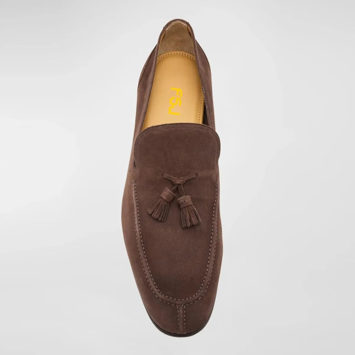 FSJ Men's Retro Round Toe Tassel Loafers Suede Fashion Casual Slip-On Flats Comfortable Driving Luxury Wedding Prom Moccasin Shoes Size 4-16 US
