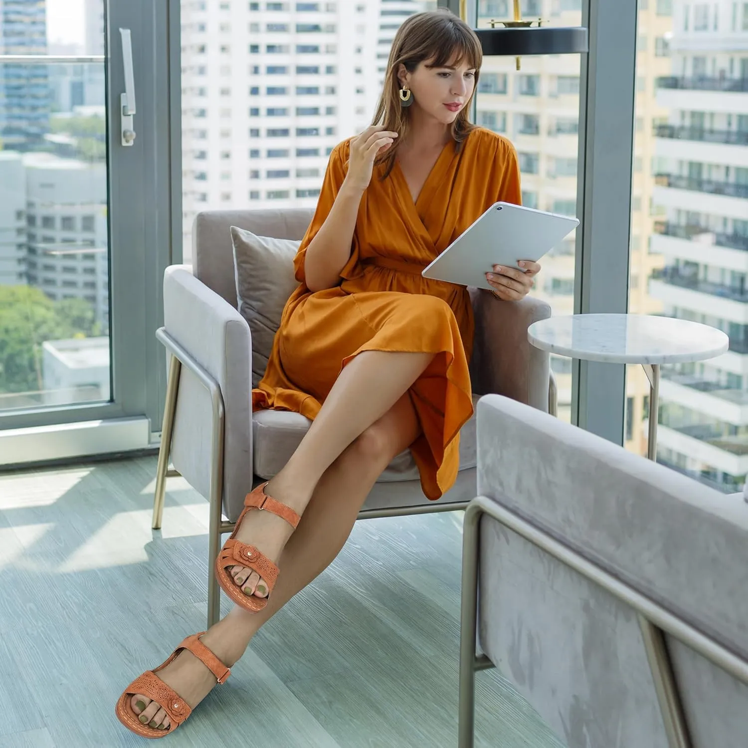 FUDYNMALC Sandals for Women Orthopedic Shoes: Comfortable Dressy Womens Wedge Sandal Summer Walking Wedges - Casual Platform Sandals with Adjustable Hook Loop