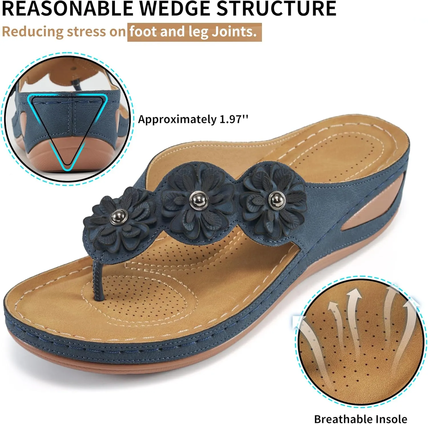 FUDYNMALC Sandals for Women Wedge Shoes: Summer Womens Platform Flip Flops Comfortable Casual Dressy Wedges Sandal