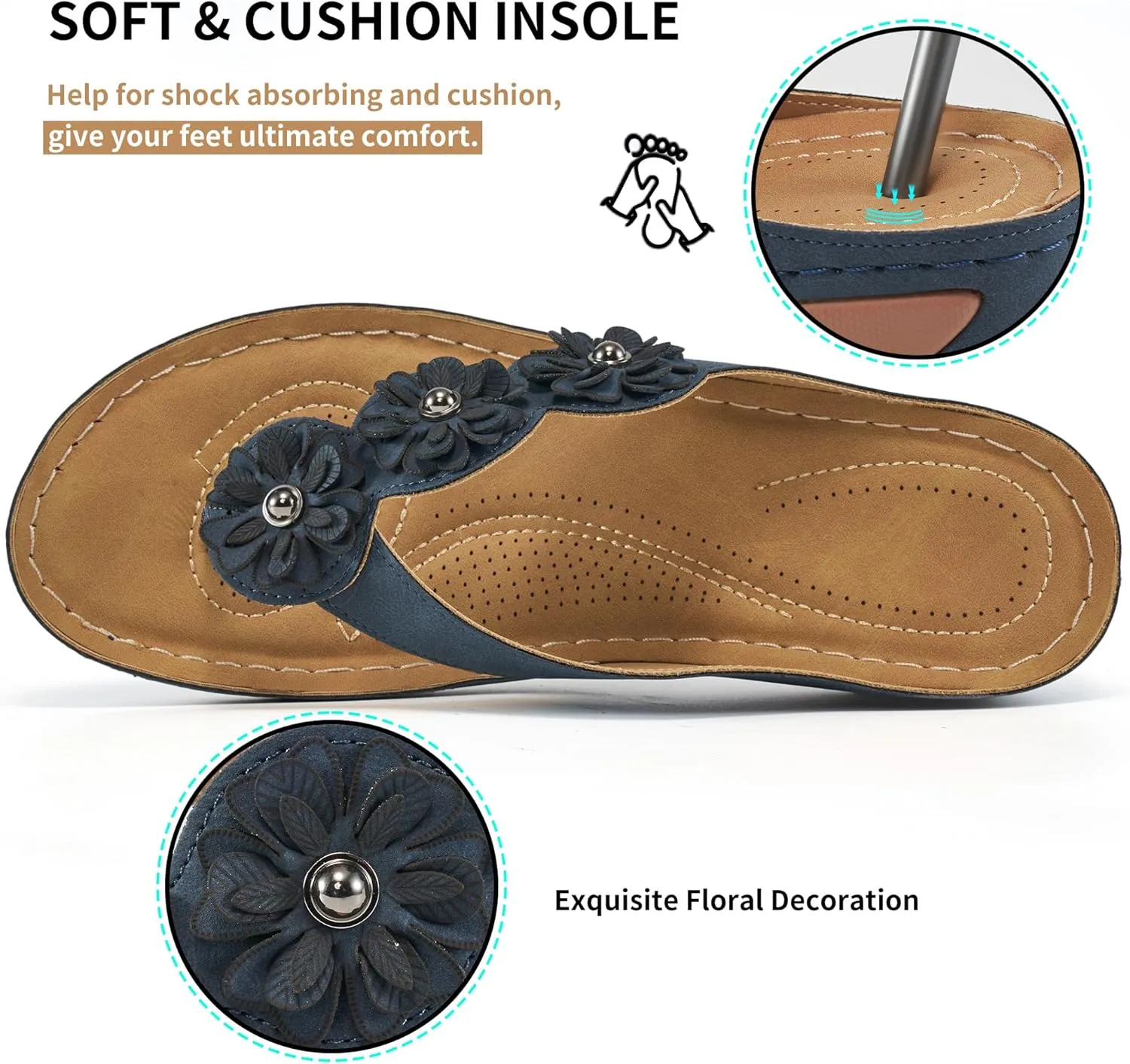 FUDYNMALC Sandals for Women Wedge Shoes: Summer Womens Platform Flip Flops Comfortable Casual Dressy Wedges Sandal