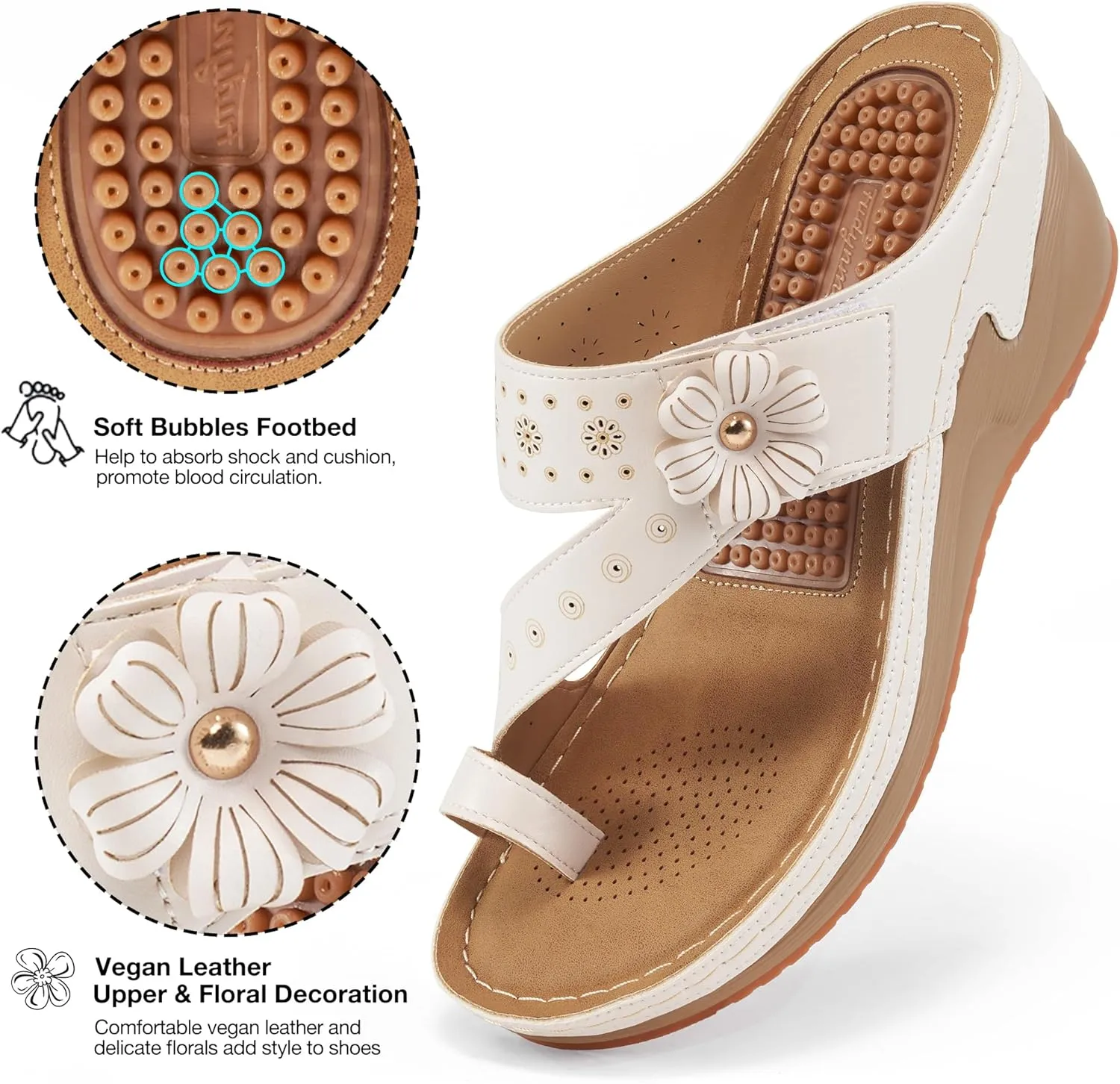FUDYNMALC Sandals Women Wedge Shoes: Comfortable Womens Orthopedic Sandal Dressy Summer Flip Flops Fashion Walking Wedges with Adjustable